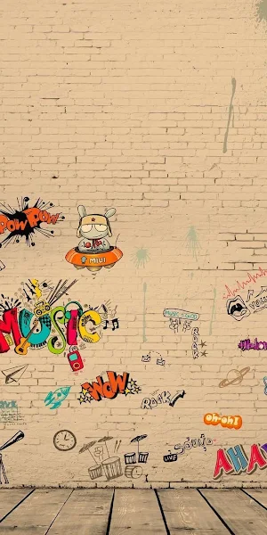 Graffiti, Brick Wall, Urban Art, Music iPhone Wallpaper Background