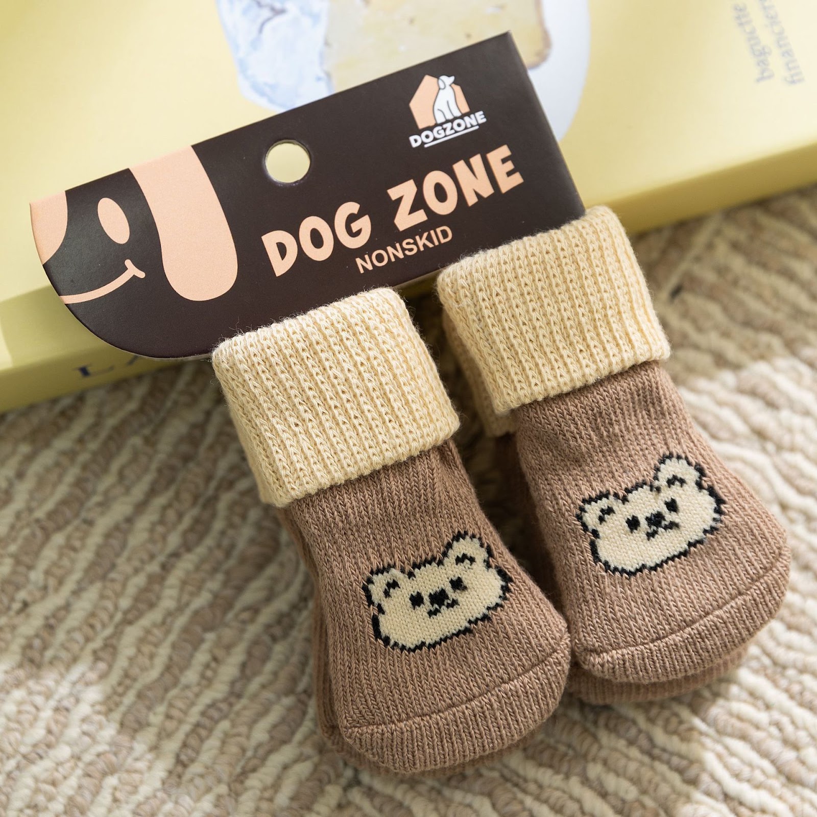 Dog socks, cotton, 4-piece set, non-slip