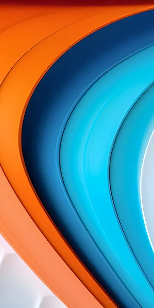 Orange Blue White 3D Paths Circle 4K Wallpaper Background