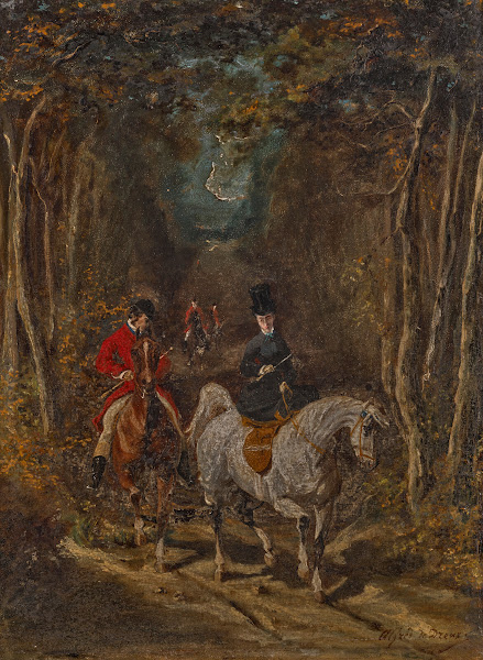 Amazone ouvrant la chasse devant les habits rouge circa 1840 44