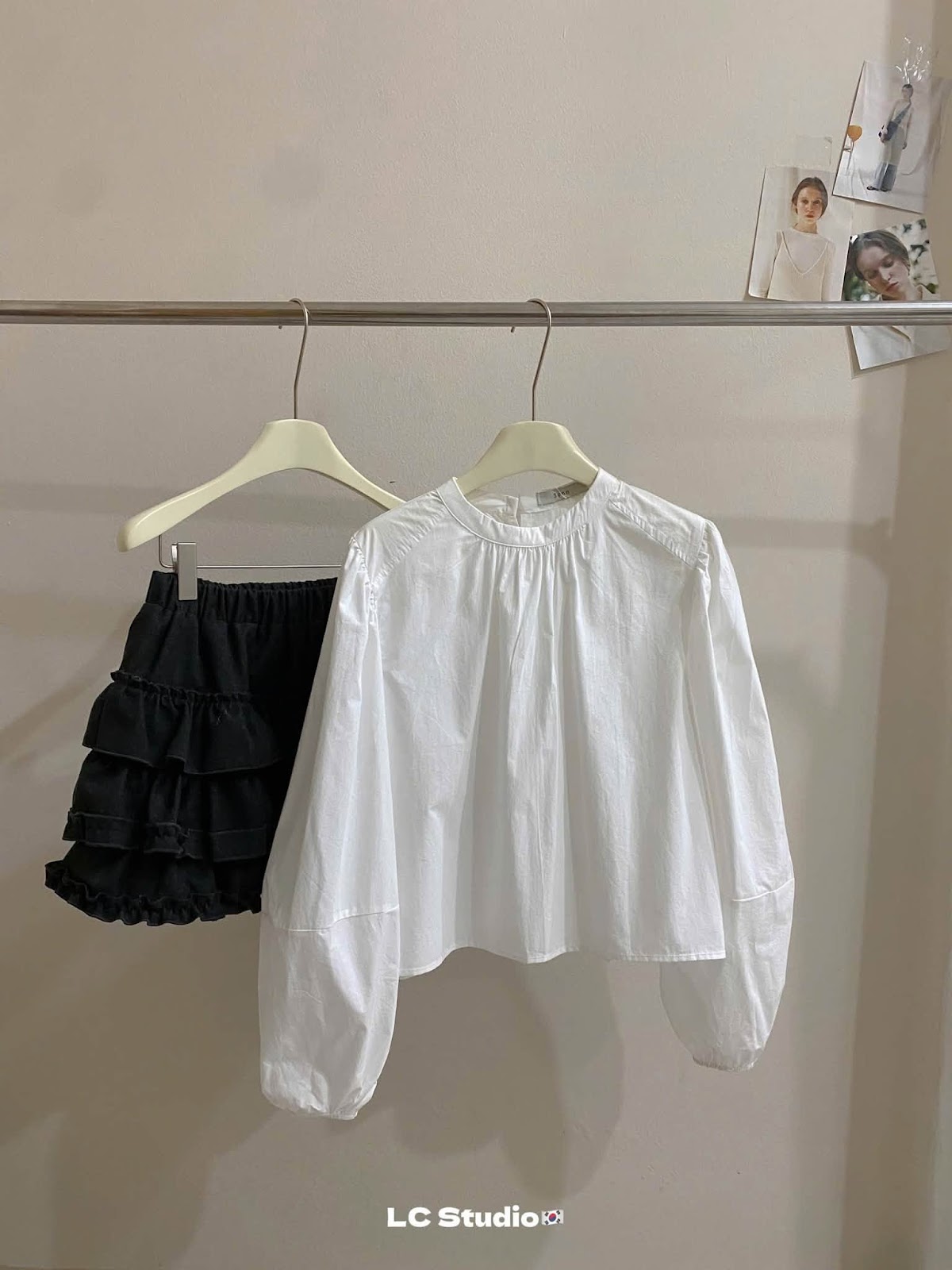 Áo kiểu vải dài tay trơn cổ trụ XONXEN SHOP A801 – Image 2