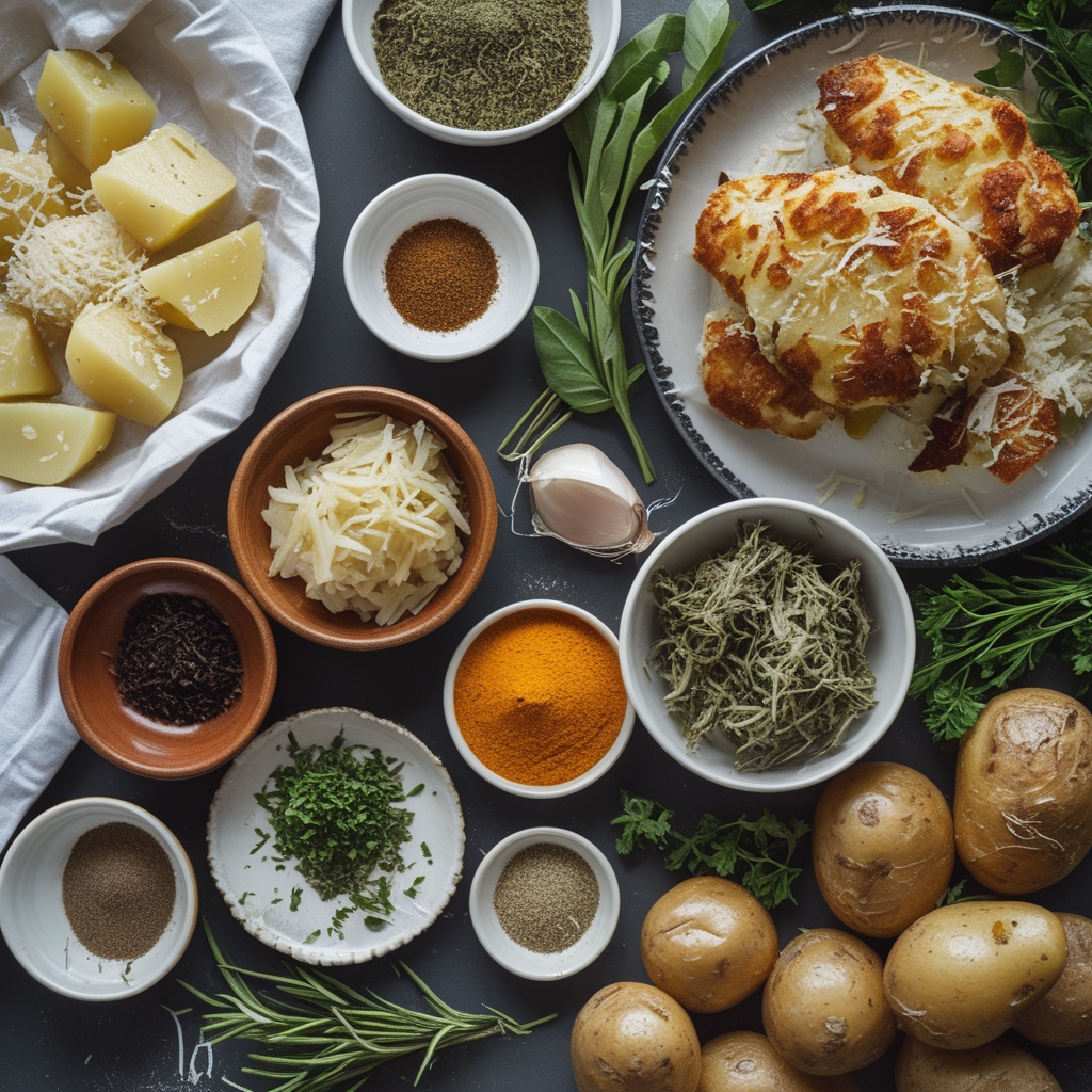 Ingredients for Crispy Garlic Parmesan Roasted Potatoes - Easy Homemade Side Dish