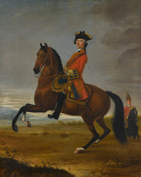 An equestrian portrait of an officer of the 1st troop of horse grenadier guards