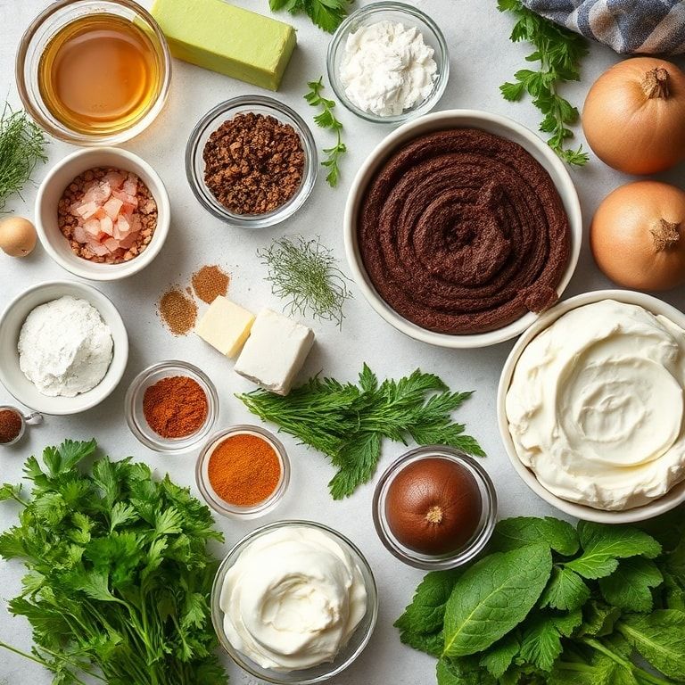 Ingredients for Easy Chocolate Cake Roll with Cream Cheese Filling – Quick & Creamy Delight