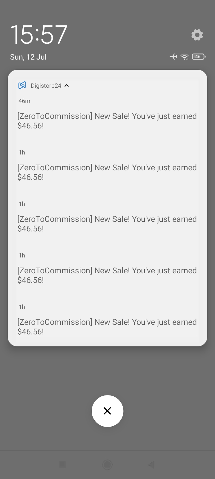 Affiliate commission dashboard screenshot