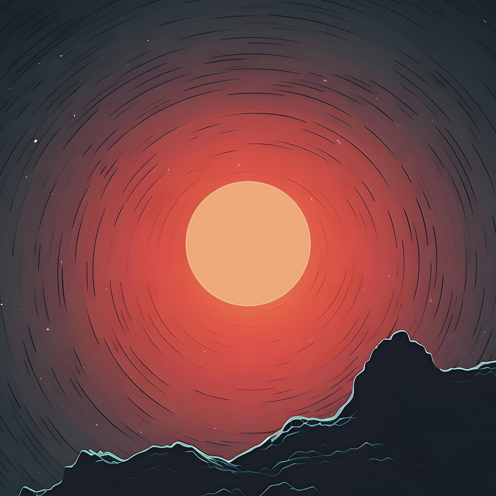 Download Red Sun Over Dark Mountains Full HD iPhone