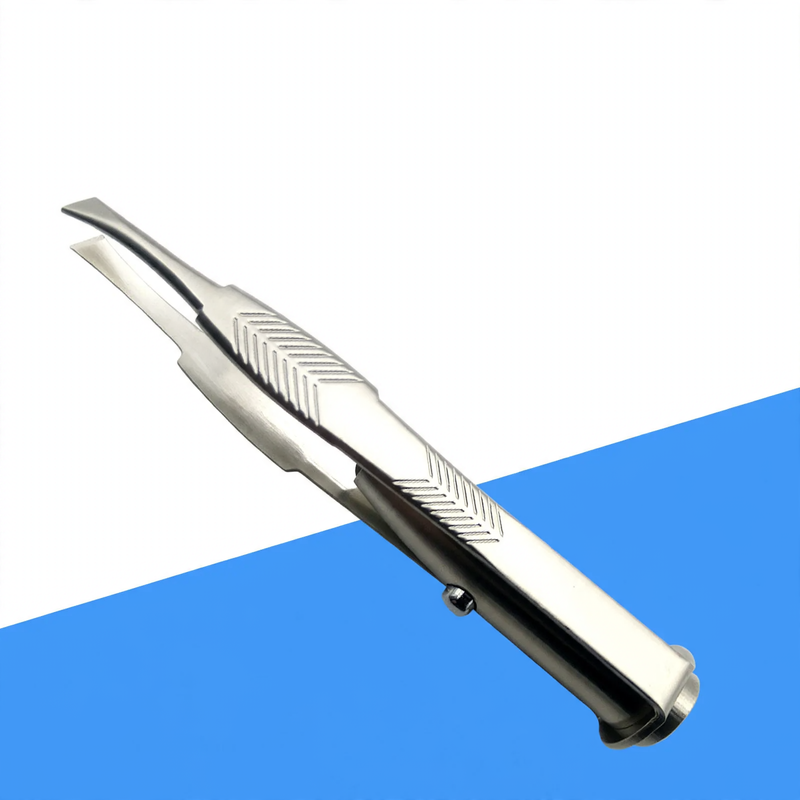 Precision eyebrow tweezers made of stainless steel with LED light