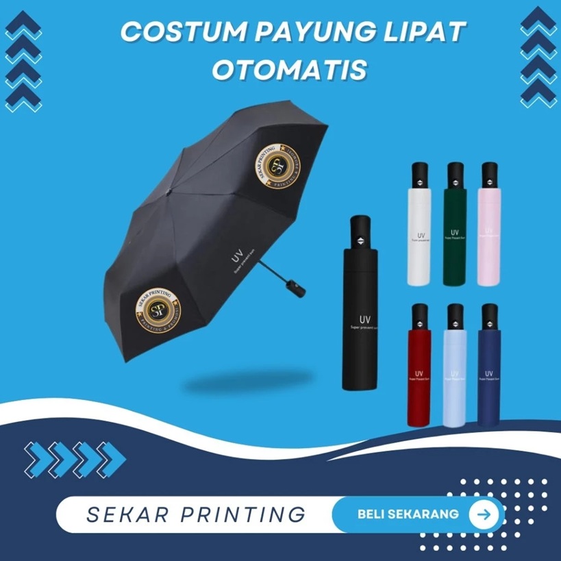 Costum payung lipat otomatis,design bebas,full colour-2sisi|payung — foto 1