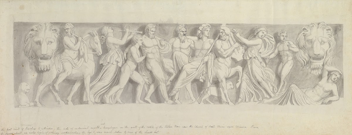 Design for a Frieze after a Roman Sarcophagus The First Visit of Bacchus to Aria