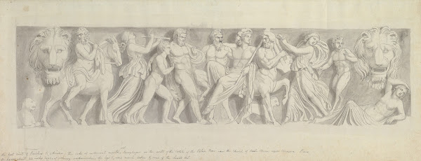 Design for a Frieze after a Roman Sarcophagus The First Visit of Bacchus to Aria