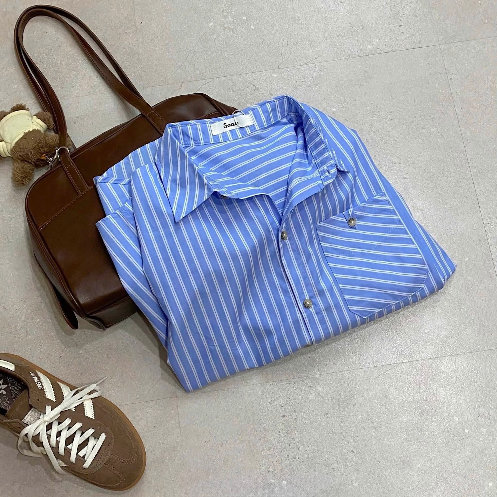 Áo sơ mi dài tay sọc túi vuông nút XONXEN SHOP A802
