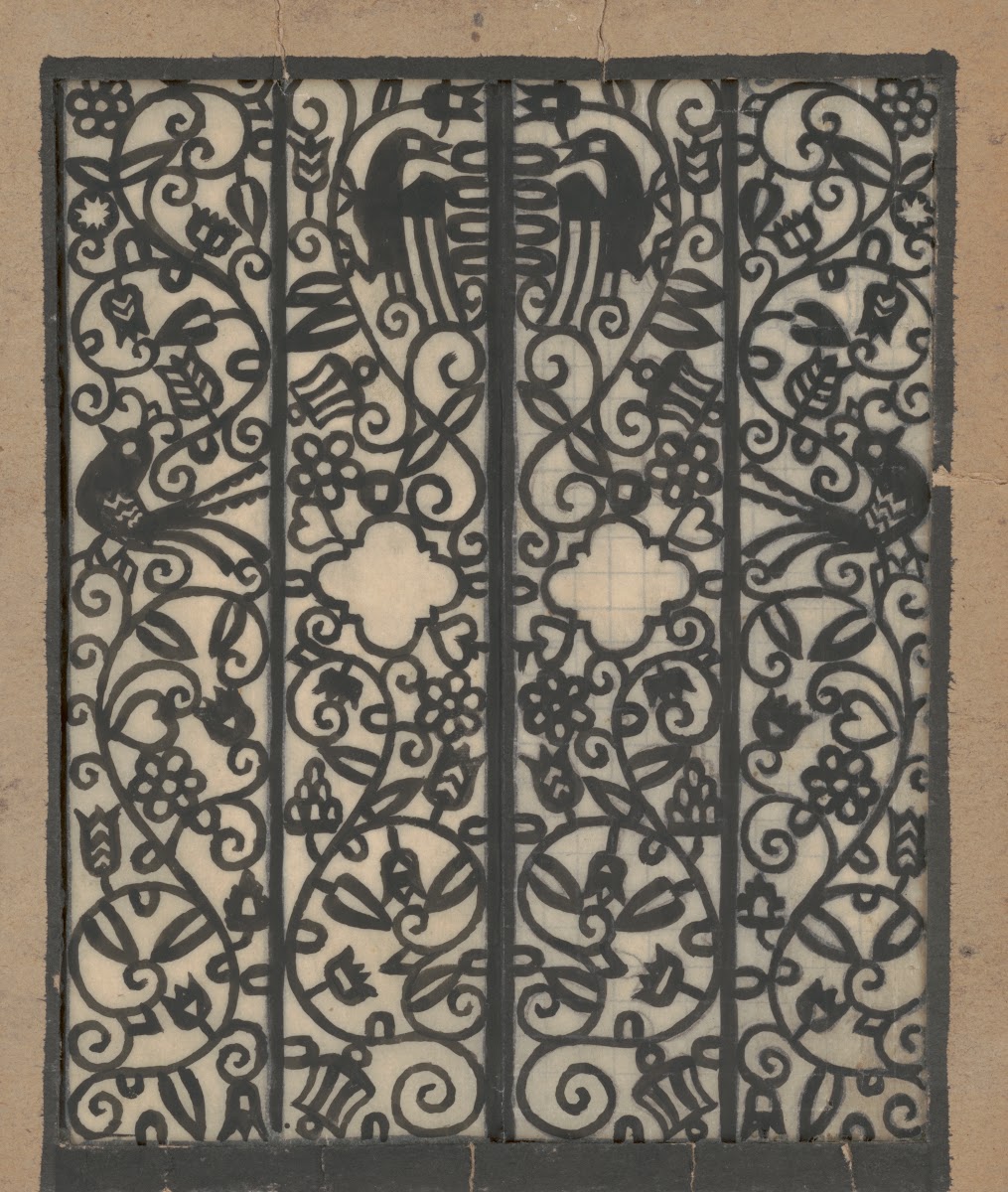 Design drawings for the Theodore Weicker Apartment Building Study for metalwork