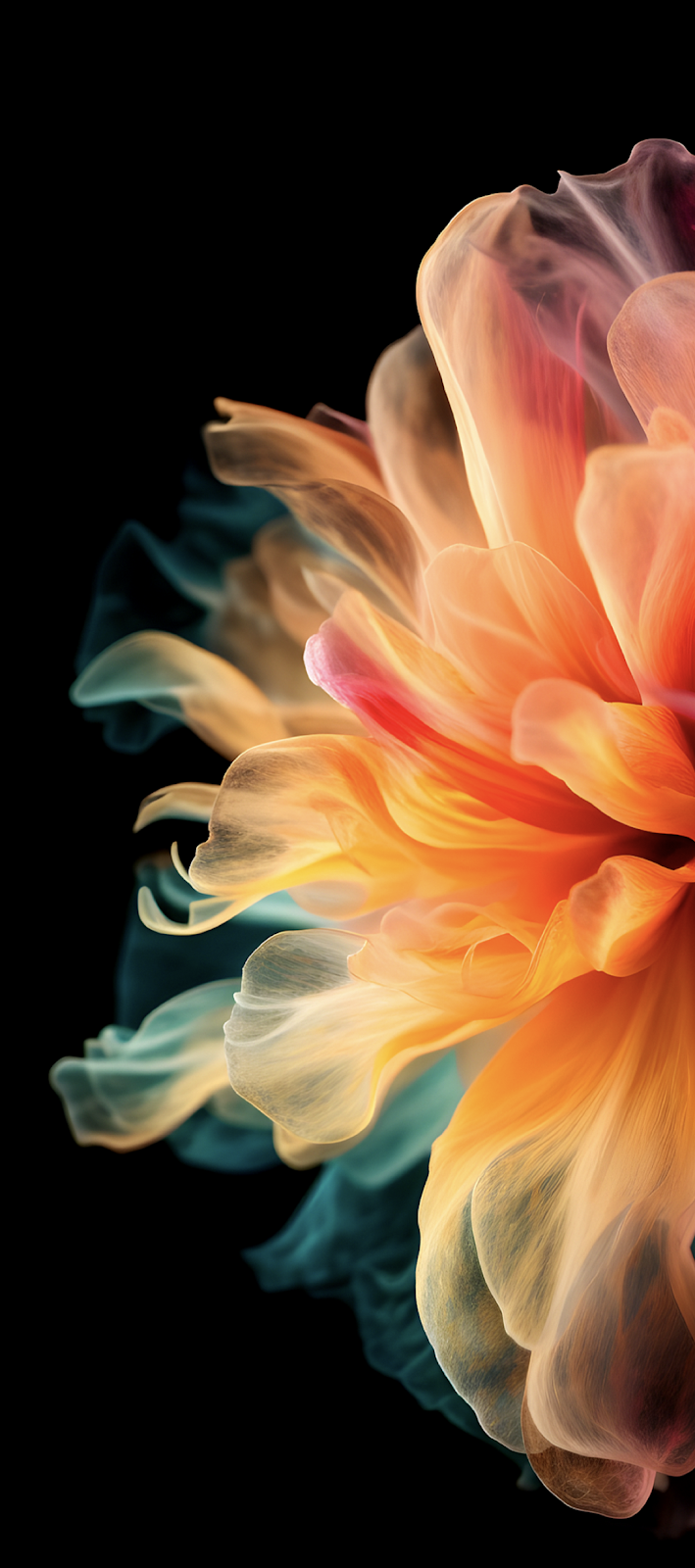 Abstract Orange Teal Smoke - Abstract Digital Art Full HD iPhone Wallpaper (1080x2436)