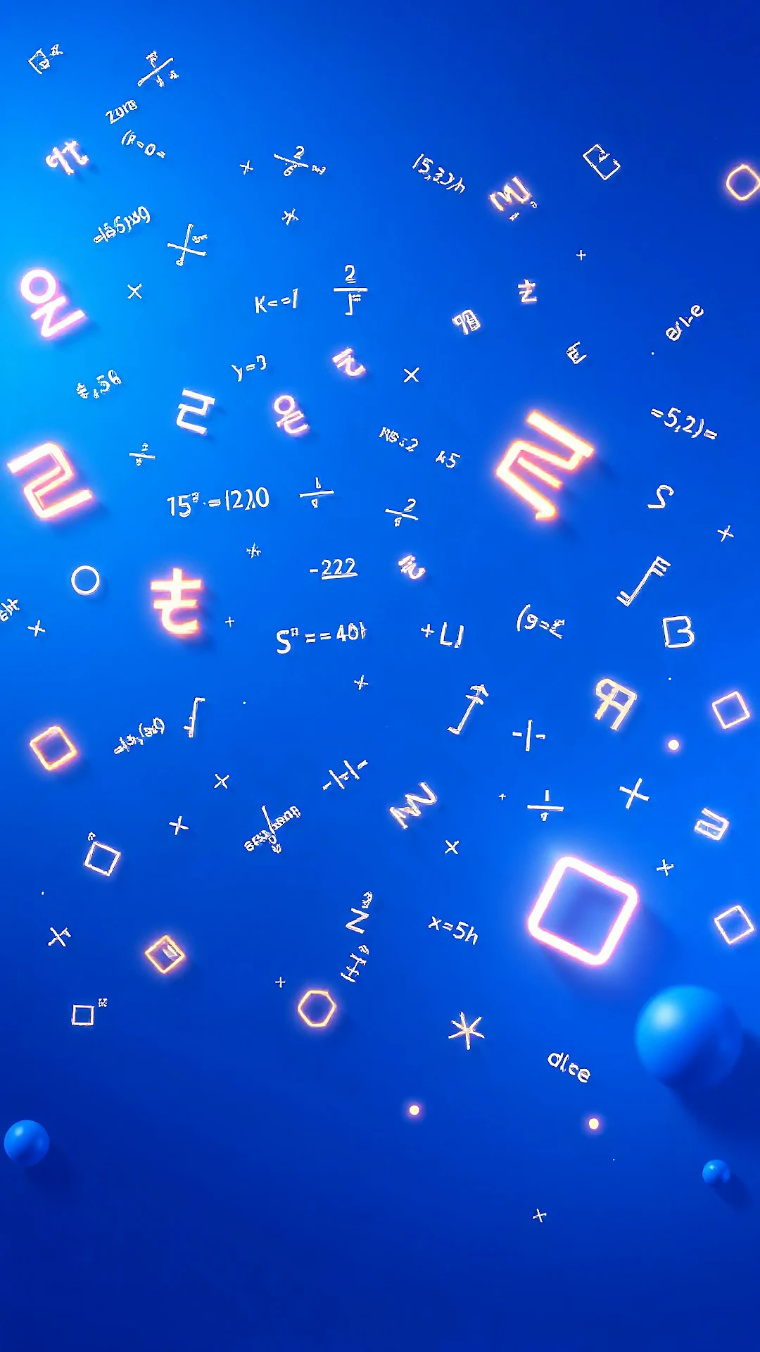 Glowing Math Symbols on Deep Blue Background - Free 4K mobile Wallpaper
