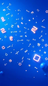 Glowing Math Symbols on Deep Blue Background