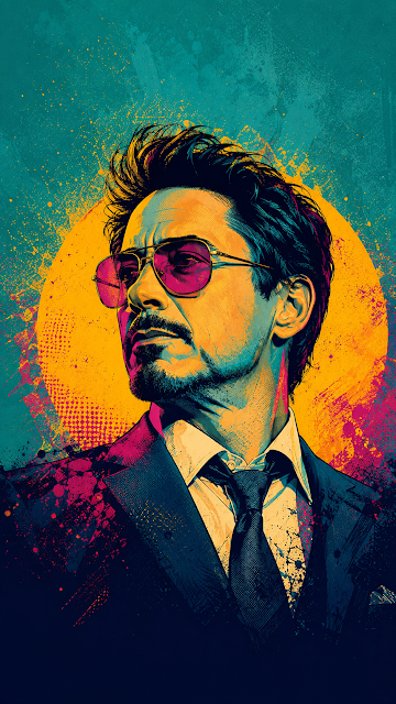 Abstract Pop Art Portrait of Tony Stark - Free mobile Wallpaper