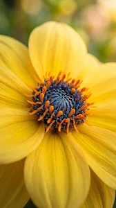 Macro Photography of a Yellow Dahlia Flower Center