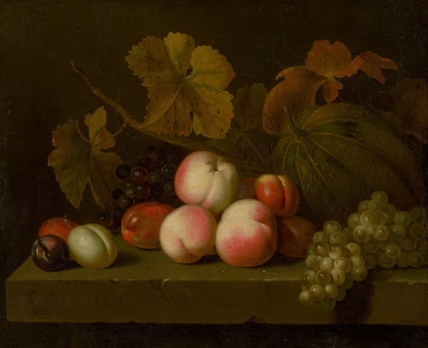 Still Life With Peaches Grapes Plums And Melon 17051715