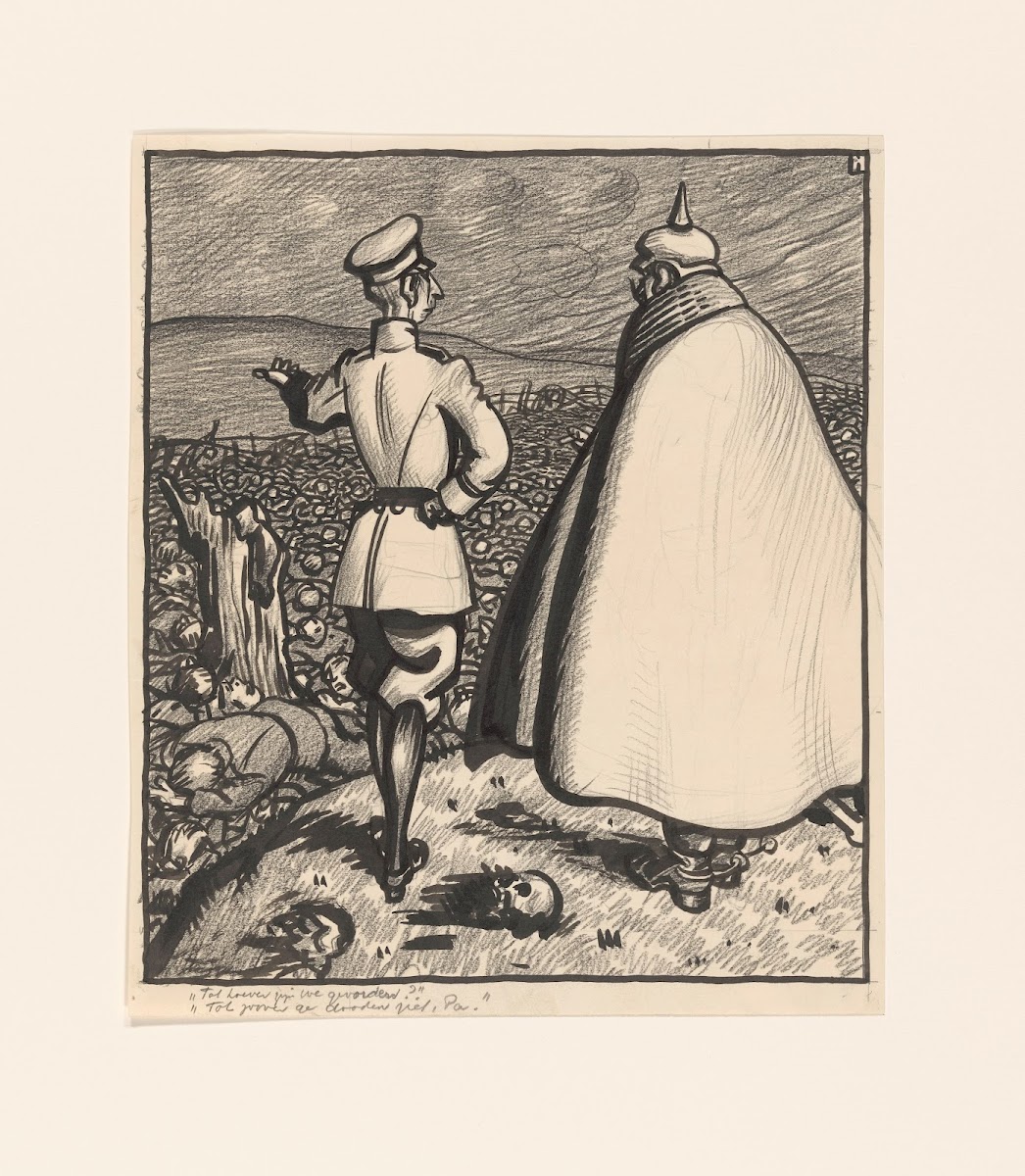 Ontwerp voor een politieke spotprent op de Eerste Wereldoorlog 1887   1919