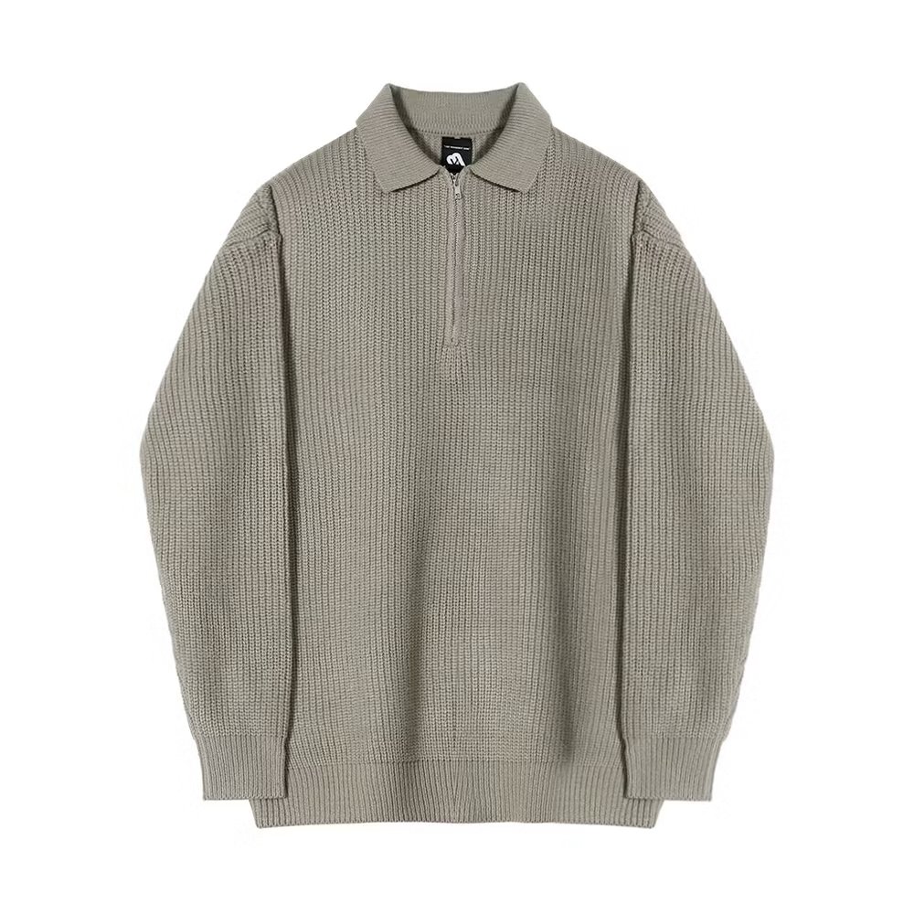 Herren-Strickpullover mit Polo-Kragen und Reißverschluss