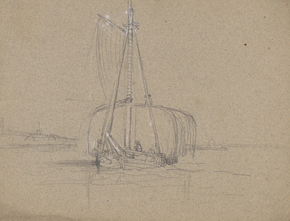 Sailboat loaded with hay 1850 1860
