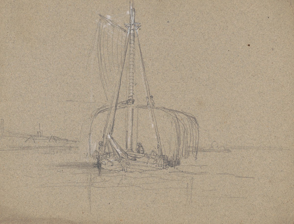 Sailboat loaded with hay 1850 1860