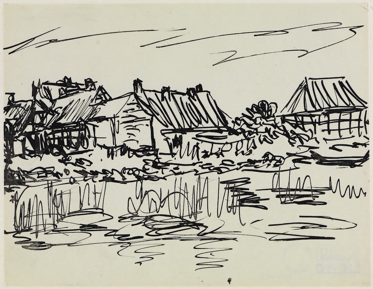Bauernhäuser am Wasser Fehmarn 1908