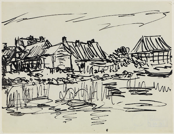 Bauernhäuser am Wasser Fehmarn 1908