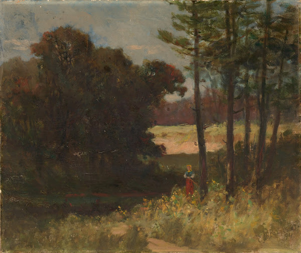 Untitled landscape with trees and woman 1894