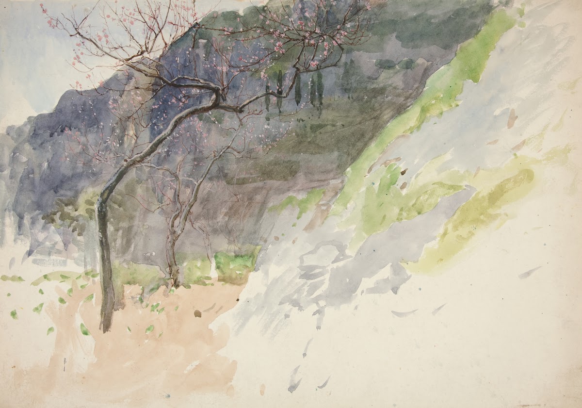 Mountainous landscape with buddingtrees 1993
