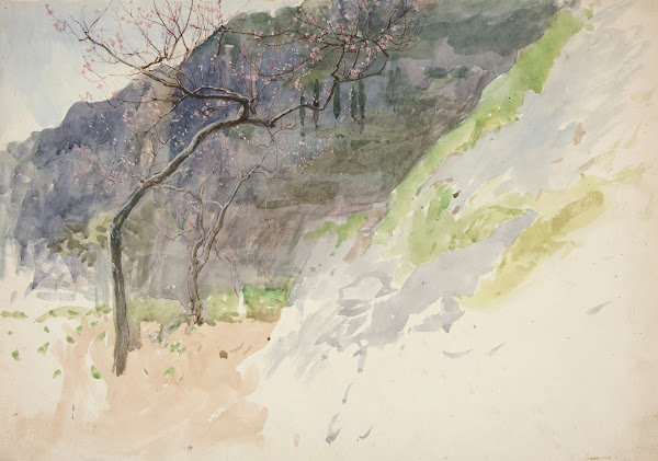 Mountainous landscape with buddingtrees 1993