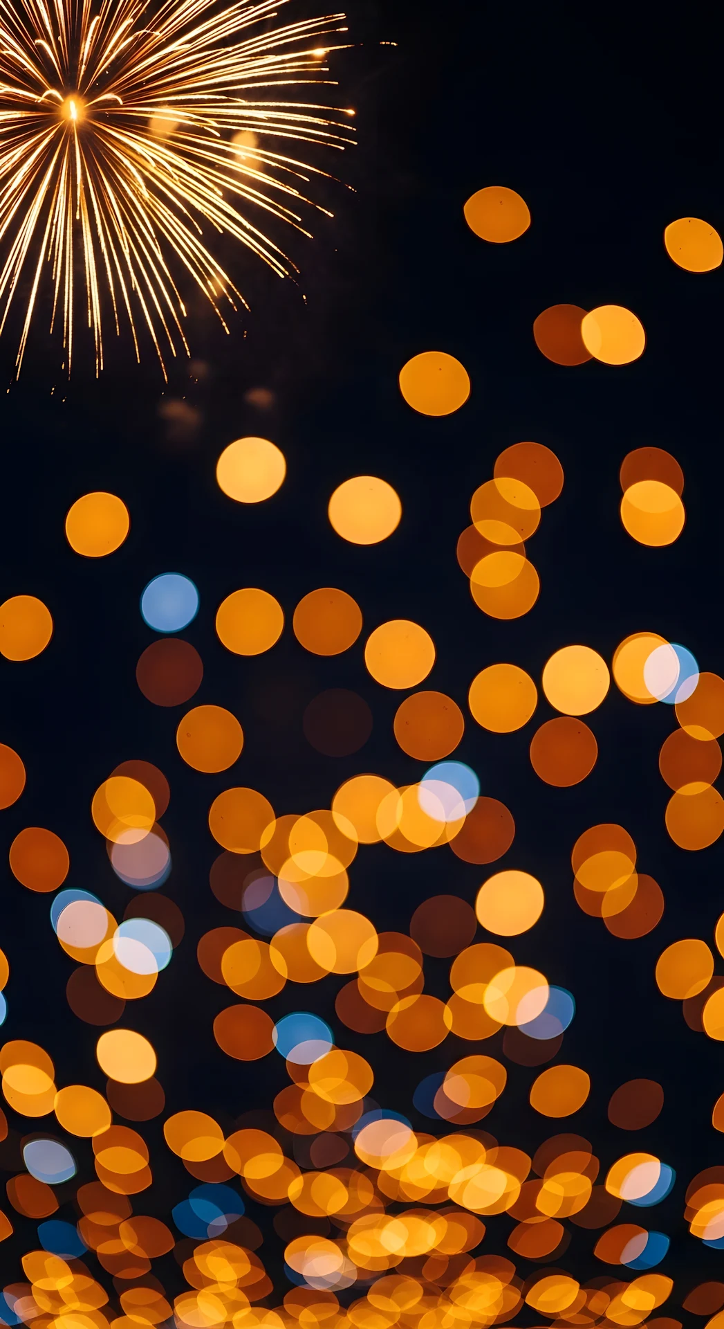 Abstract Bokeh Lights Golden Fireworks Celebration - Free 4K mobile Wallpaper