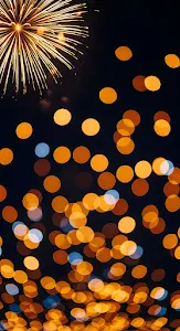 Abstract Bokeh Lights Golden Fireworks Celebration