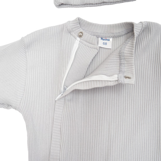 Дитячий набір Twins Ego Baby Boy (чоловічок на блискавці і шапка) 62р сірий