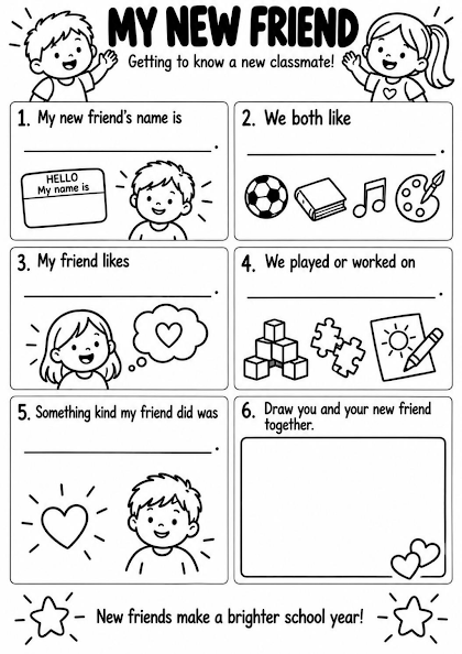 My New Friend Worksheet