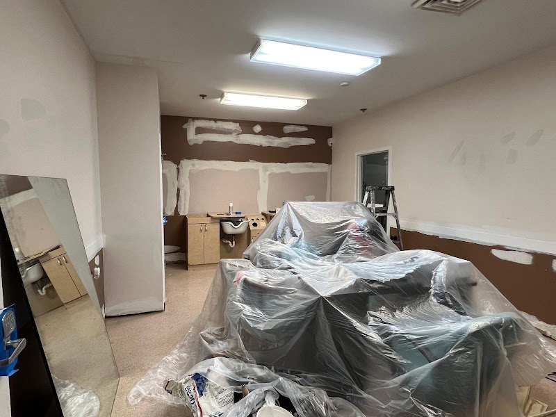 Rittenhouse Village senior living salon repaint — interior low-VOC coating in occupied facility, NW Indianapolis