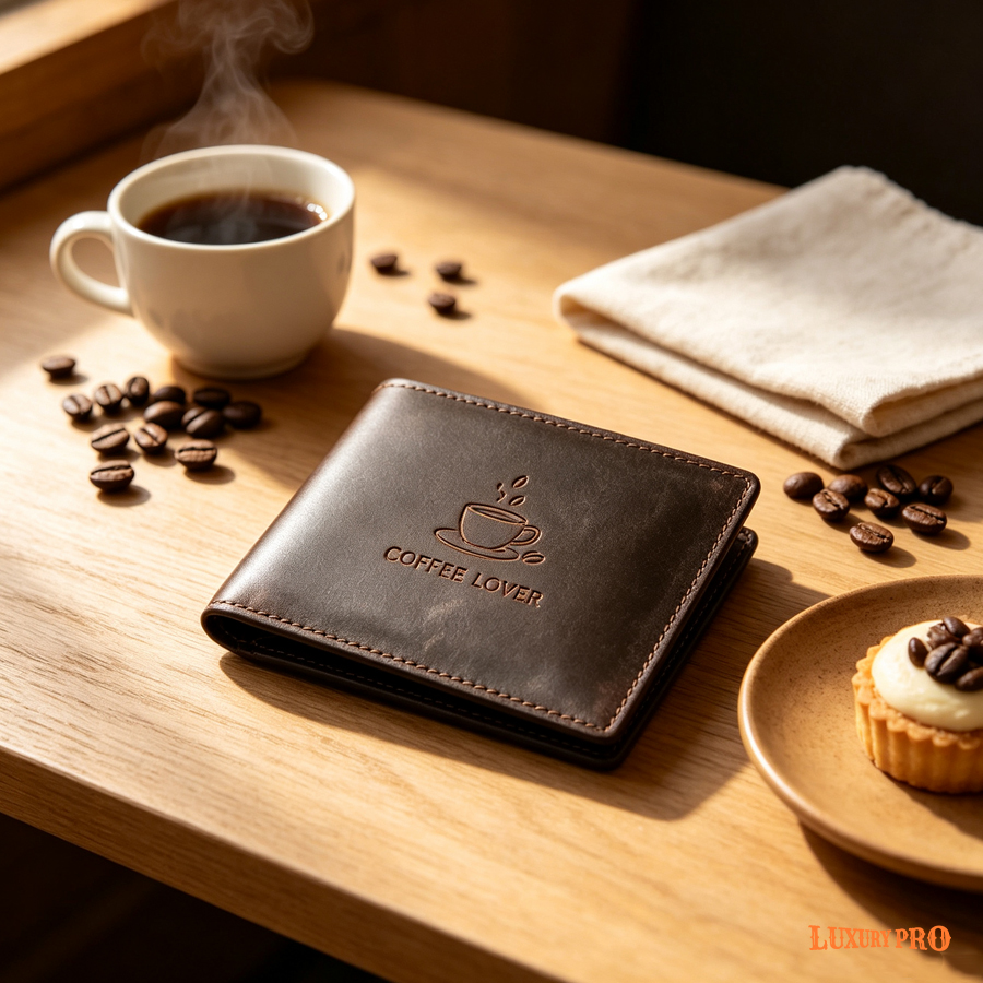 Laser-printed Crazy Horse leather men's wallet