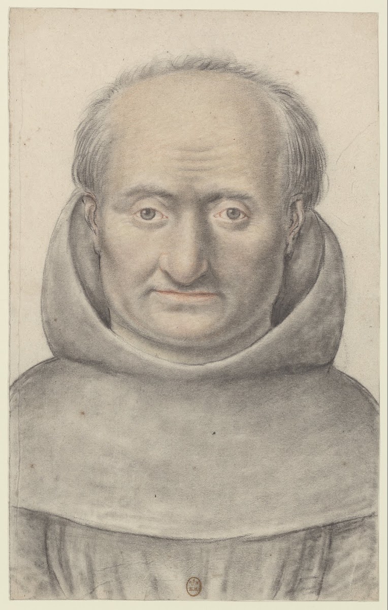 Religieux portant un vêtement monastique robe de bure et capuce