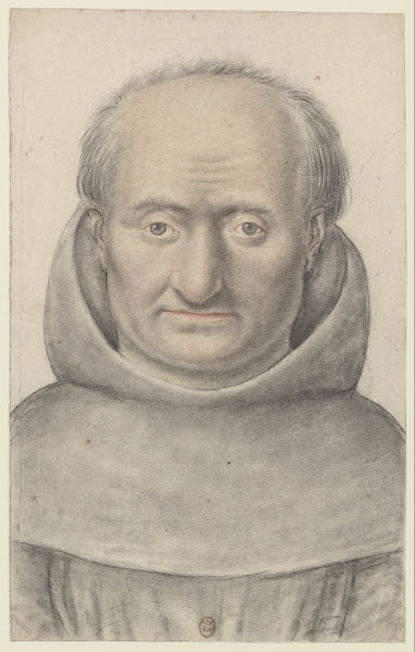 Religieux portant un vêtement monastique robe de bure et capuce