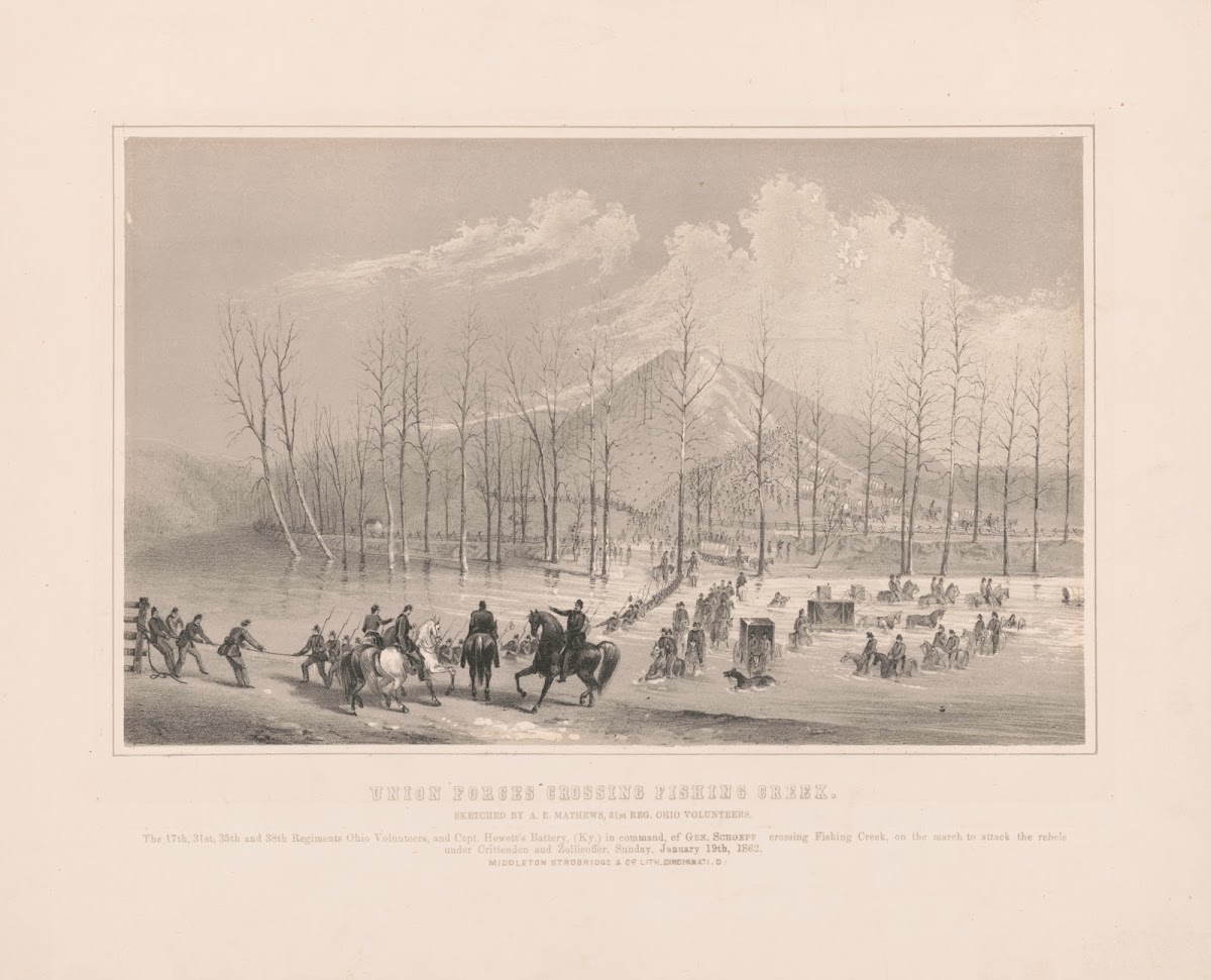 Union forces crossing fishing creek 19th century