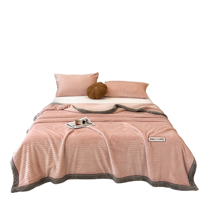 Double-sided milk fiber fleece blanket, warm and fluffy