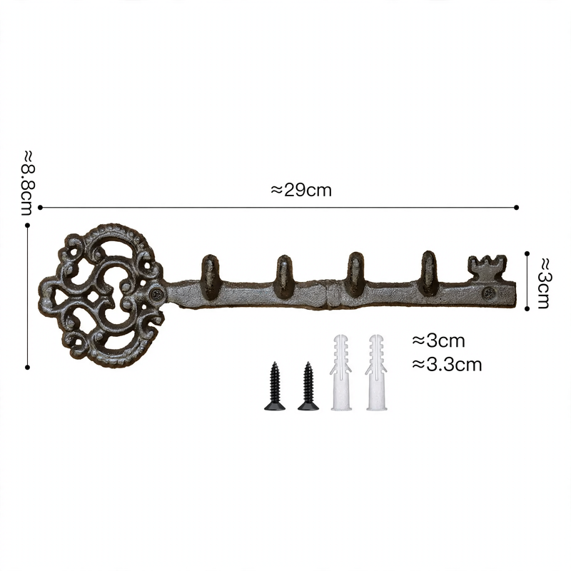 Wandhaken aus Eisen mit Schlüsselmotiven