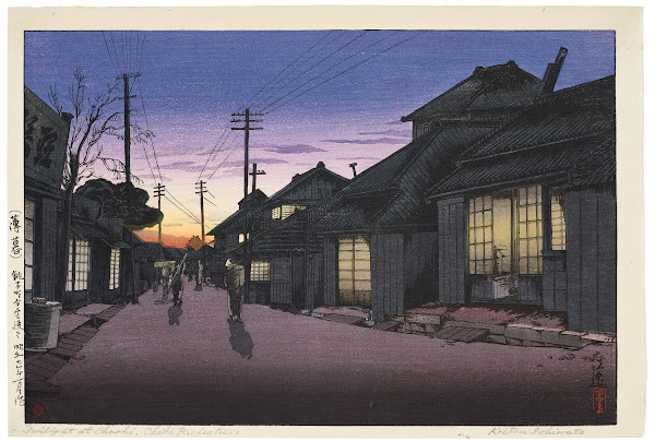 Hakubo choshi machi imamiya dori Twilight at Imamiya street Choshi 1932