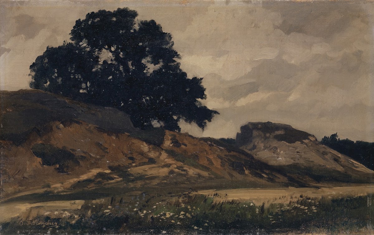 Hilly Landscape with Large Tree 18601890