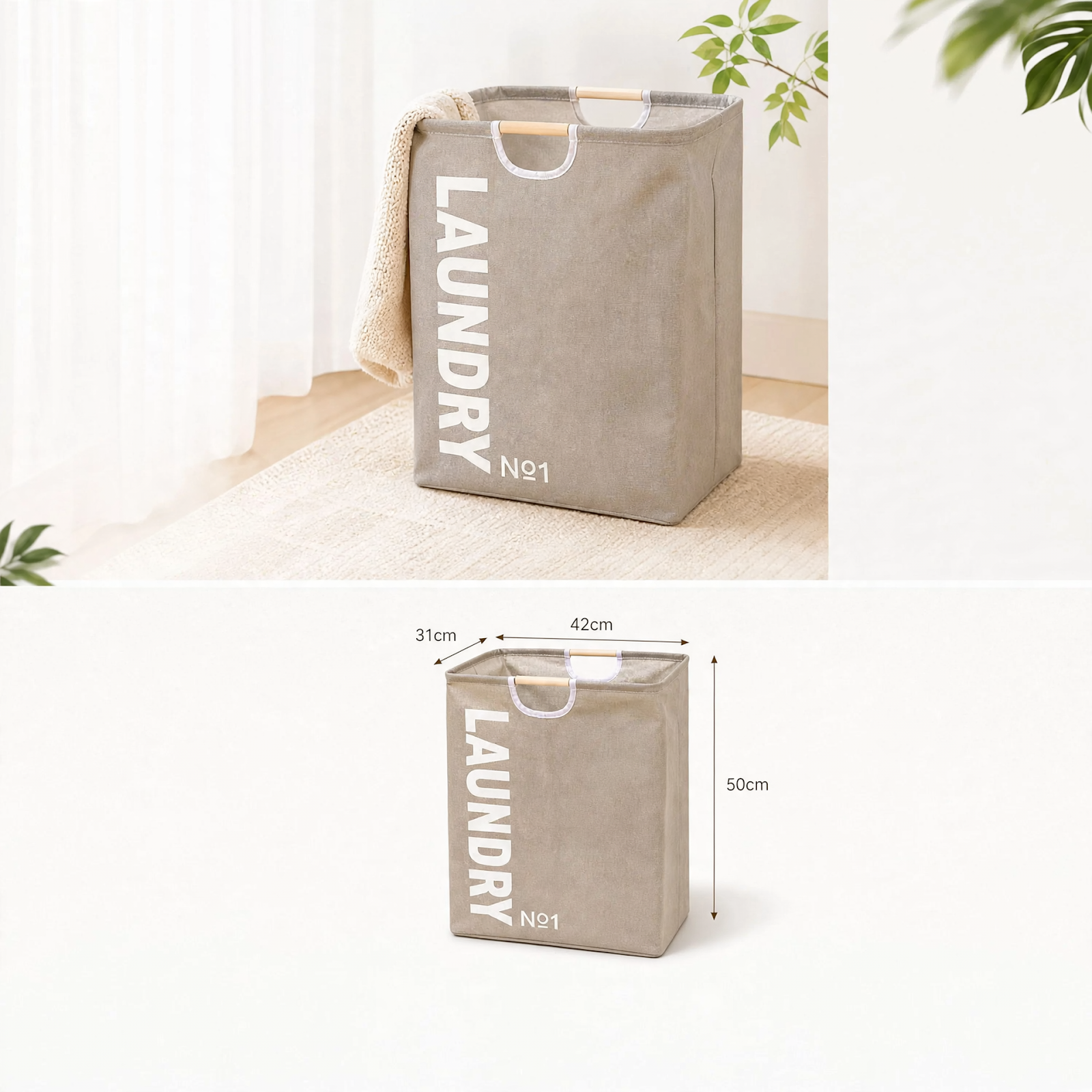 Cotton and linen laundry basket, foldable