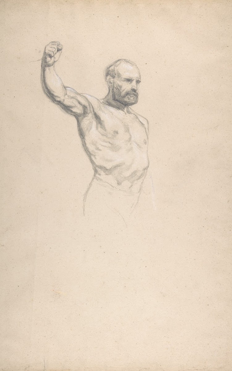Bearded bare chested male figure study for The Horse Fair 185253