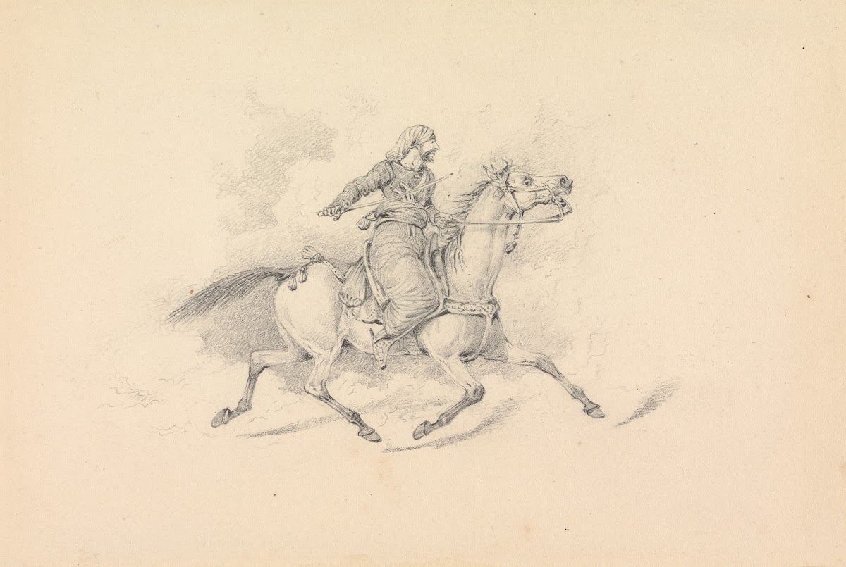 Hooded Damascene Cavalryman Riding