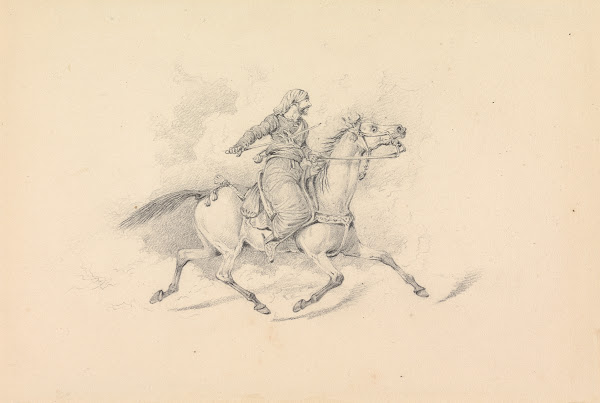 Hooded Damascene Cavalryman Riding