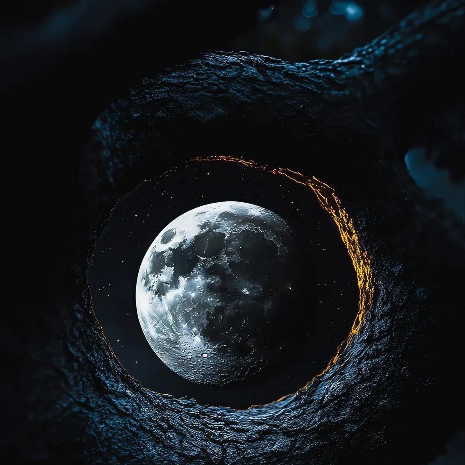 Download Moon Through Tree Hollow Full HD iPhone