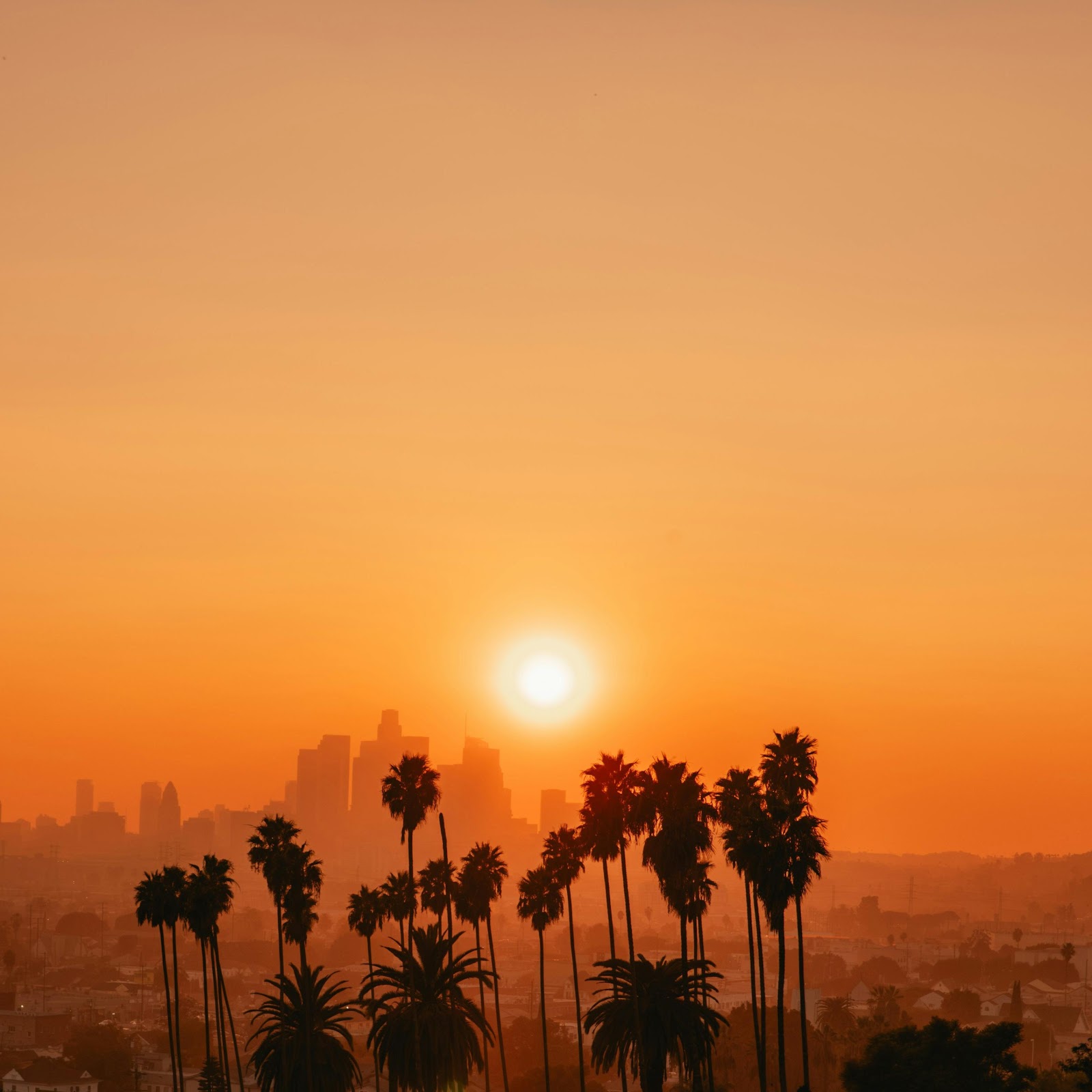 Download Sunset Over Los Angeles Skyline 5K iPhone